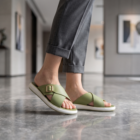 Women's Olive Green Slide Sandals – Luma Sole