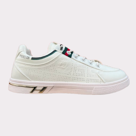 Men's White & Black Slip-On Casual Sneakers