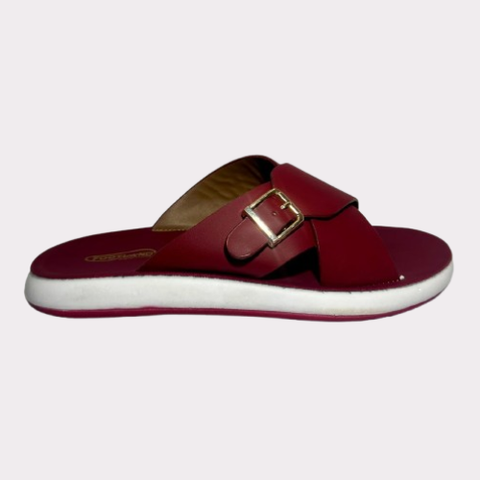 Women's Maroon Criss-Cross Slides – Luma Sole