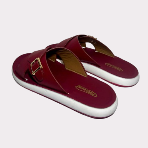 Women's Maroon Criss-Cross Slides – Luma Sole