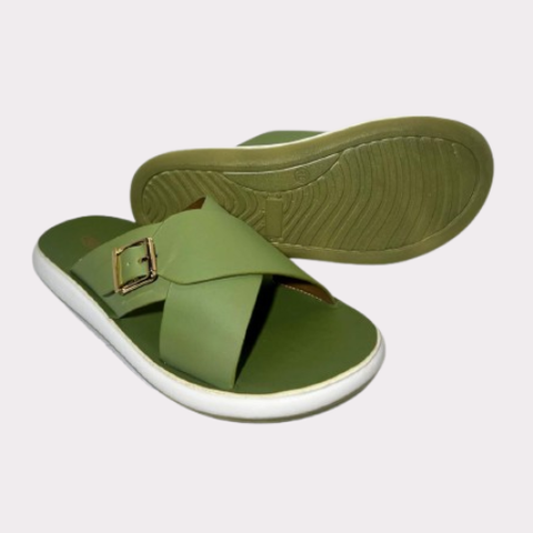 Women's Olive Green Slide Sandals – Luma Sole