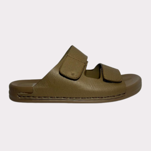 Men's Beige Double-Strap Slides – Luma Sole