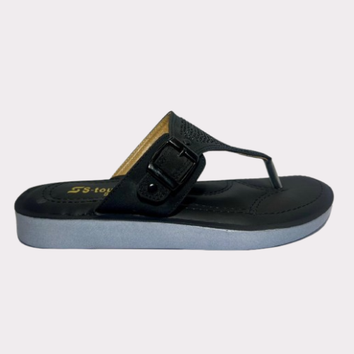 Women's Black Rhinestone Toe Post Slippers