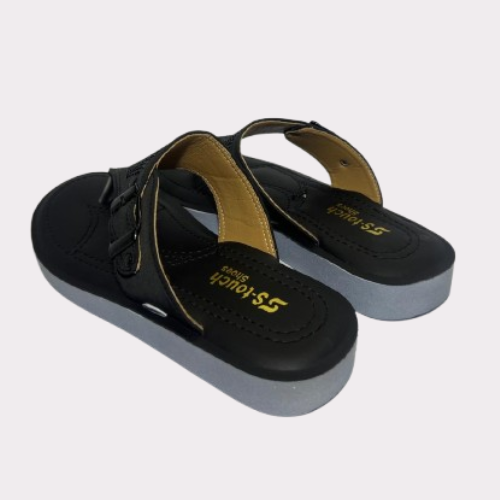 Women's Black Rhinestone Toe Post Slippers