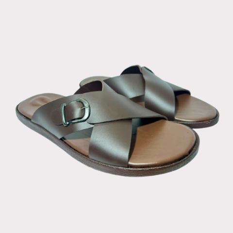 Men's Brown Criss-Cross Slides – Luma Sole