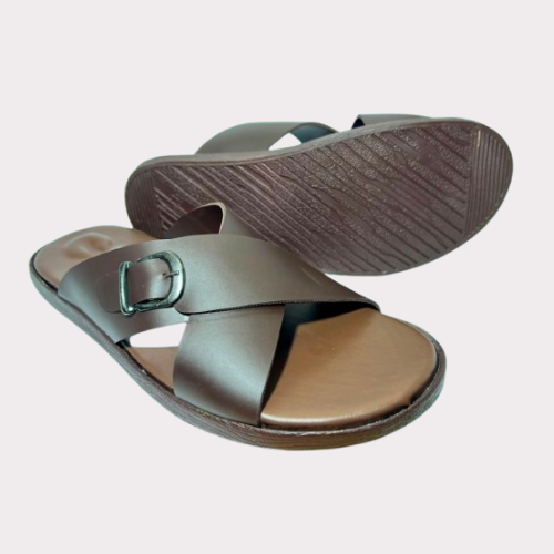 Men's Brown Criss-Cross Slides – Luma Sole