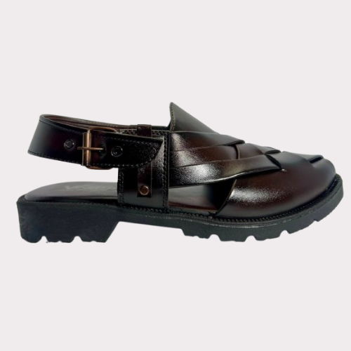 Men's Woven Leather Peshawari Chapal – Luma