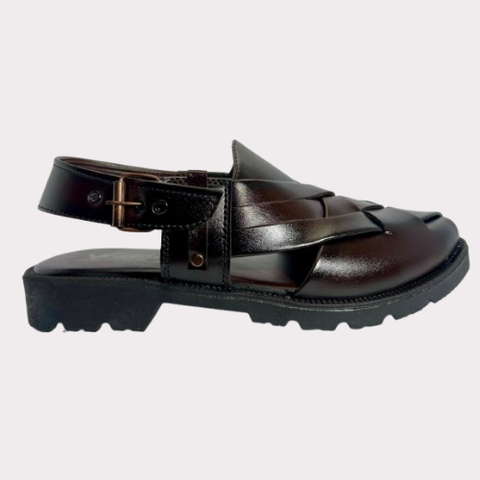 Men's Woven Leather Peshawari Chapal – Luma