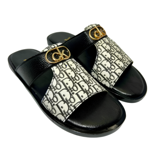 Men's Glossy White Slip-On Slippers